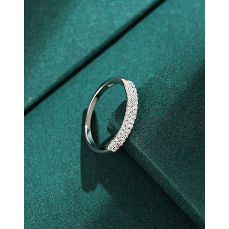 925纯银戒指排钻个性气质小众设计轻奢高级感食指指环女闭口尾戒