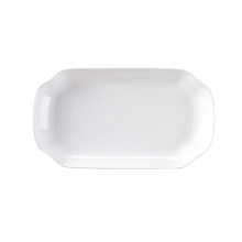 X6RO微波炉盘子蒸鱼盘菜碟纯白陶瓷八角鱼盘双耳烤盘烤箱深盘