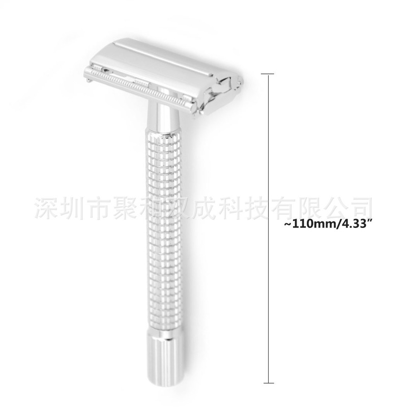 Source manufacturers bright silver spot butterfly type spin open old double-sided safety razor razor traditional