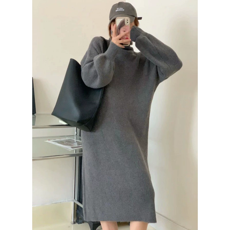 Демисезонное вязаное платье, длинный свитер, юбка, корейский стиль, oversize