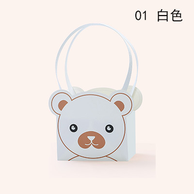 Oso caja portátil flor regalo embalaje caja de flores diseño floral bolso de mano dibujos animados oso abrazo 4