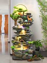 客厅落地假山流水喷泉水景加湿器风车开业礼品装饰高山循环水摆件