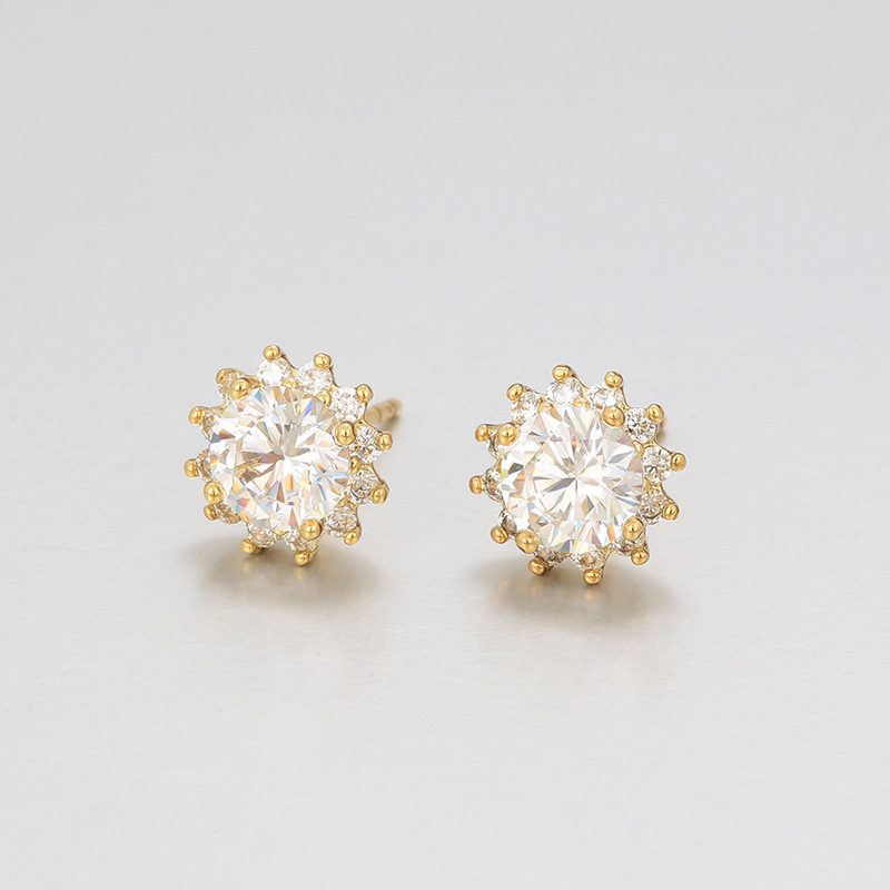 Chapado en color de 14k - 1 par de circonio blanco