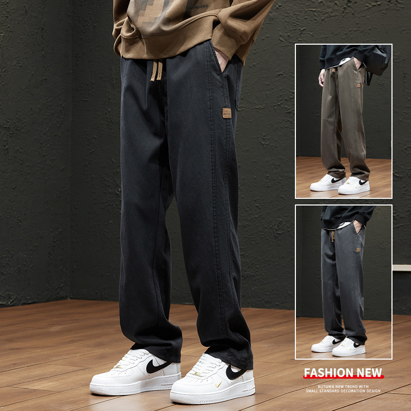 Men's Summer Retro American High Street Wide-Leg Casual Pants Trendy Versatile Loose Comfortable Drape Straight Pants