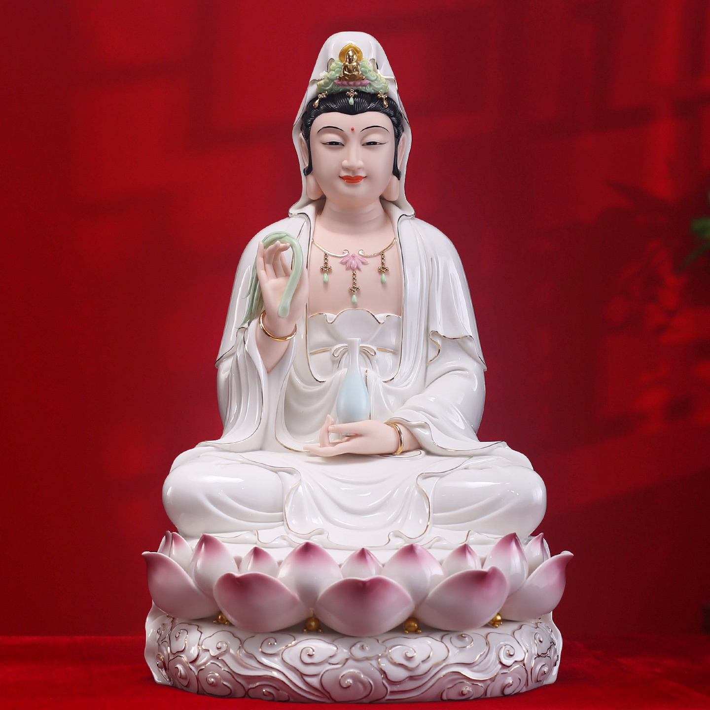 陶瓷祥云观音菩萨佛像观音家用供奉佛像南海观音观世音菩萨保平安