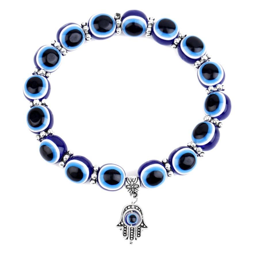 Cross-border Turkish Blue Eyes Bracelet Fatima Palm Devil's Eyes Beaded Bracelet