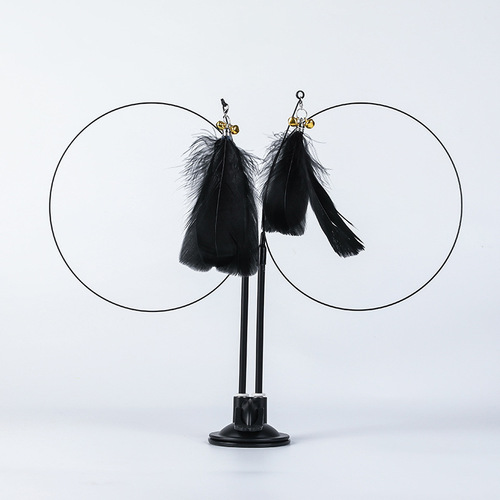 Manufacturer's powerful suction cup cat tease stick, feather-resistant bite-resistant cat toy with replacement head, self-stimulating rod to relieve boredom