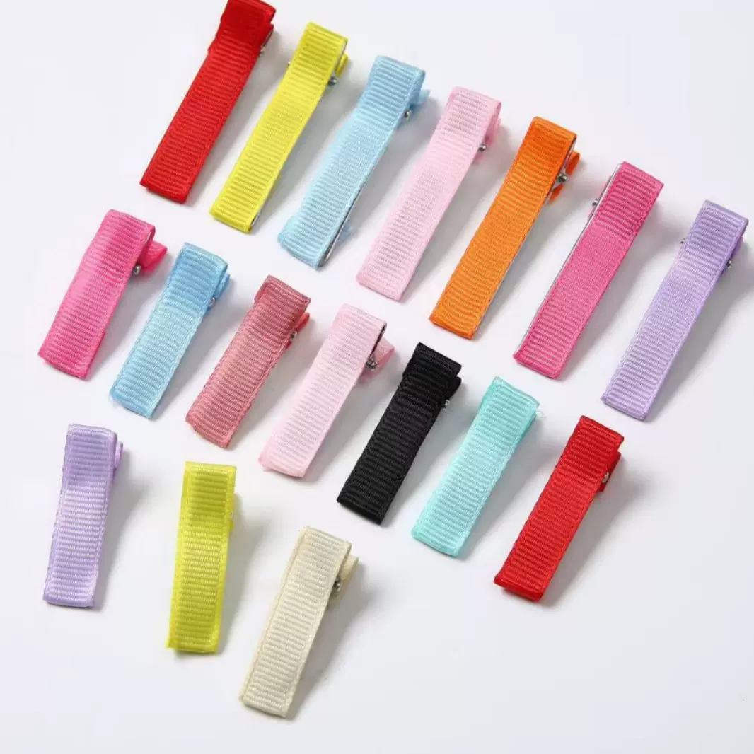 3.5-5cm半包双叉鸭嘴夹螺纹贴布彩色全包diy发夹头饰配件厂家批发