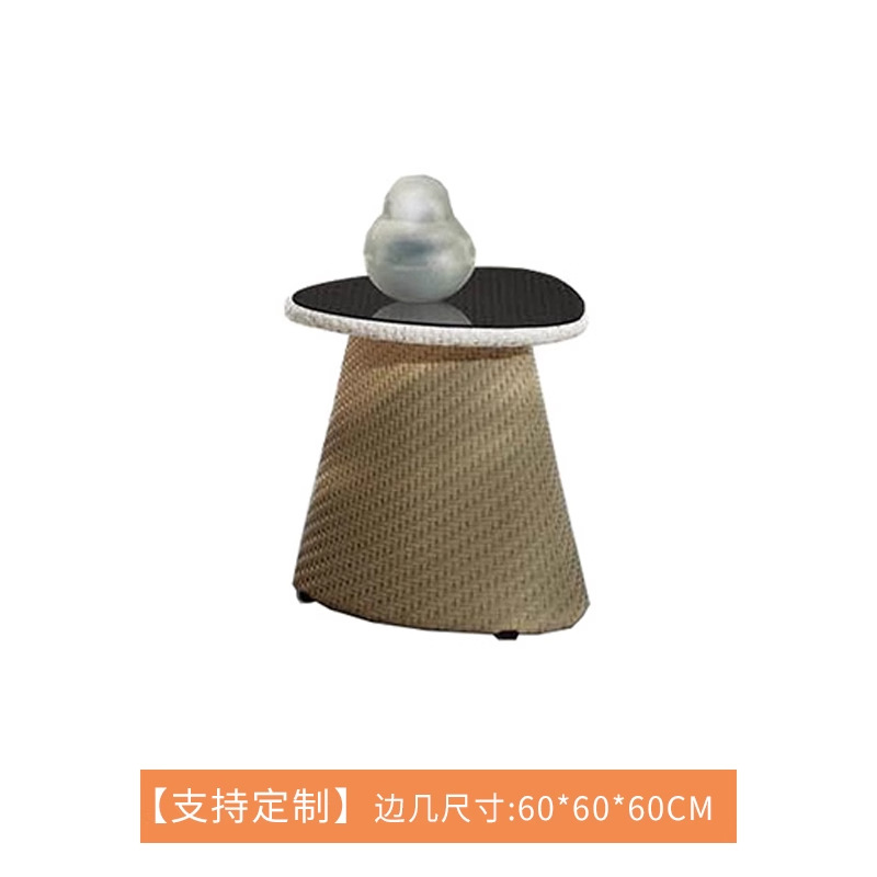 Silla de ratán al aire libre, balcón, mesa de centro, combinación de casa de familia, patio, muebles de jardín, villa, mesa y silla de comedor a prueba de lluvia al aire libre, juego de tres piezas