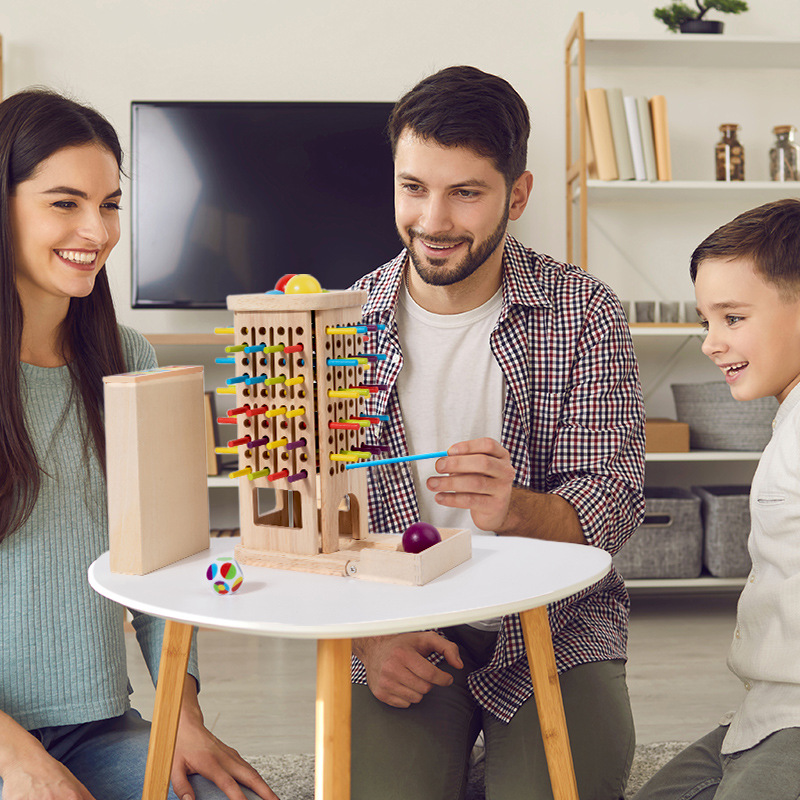 Juguetes transfronterizos de madera de tres en uno juegos de palo de dibujo de color cognitivo juegos de mesa concentración equilibrio juguetes de puzzle