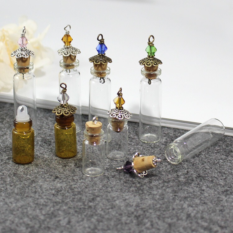 Factory wholesale mini transparent cork wishing bottle drift bottle DIY handmade small size glass bottle pendant pendant pendant