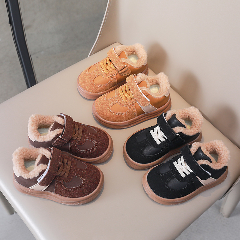 Children's Fleece Lined Sneakers Autumn Winter Baby Cotton Shoes Boys Running Warm Shoes For Boys And Girls_voghion.com