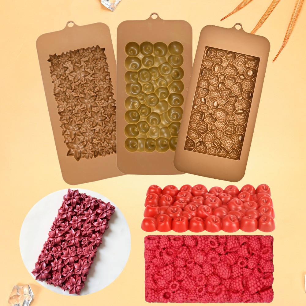 树莓覆盆子夹心巧克力模具樱桃花朵甜点烘焙硅胶模chocolate mold