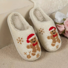 万圣节经典爆款圣诞老人姜饼人冬季室内居家可爱厚底棉拖鞋