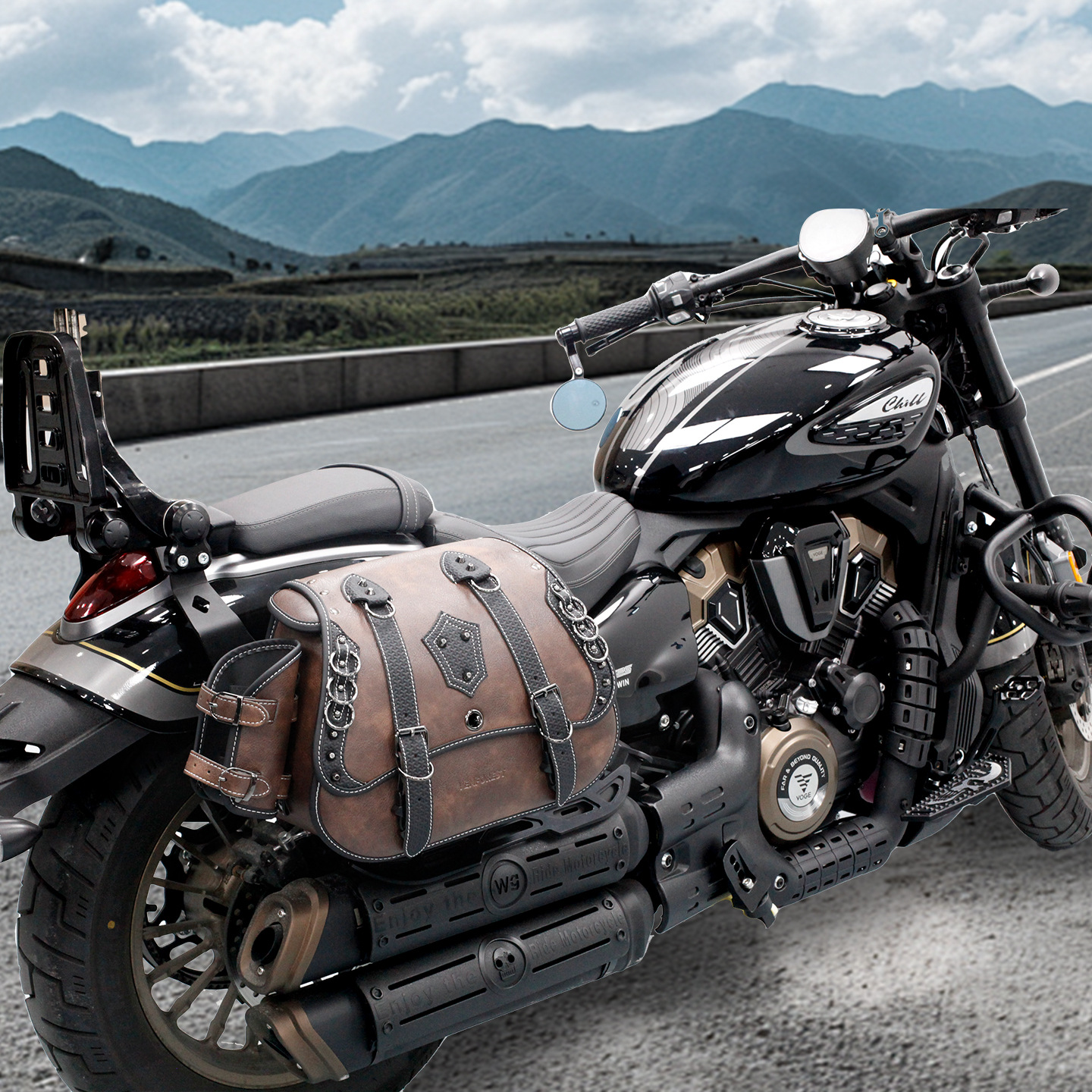 Suitable for Benda Chinchilla 350 Black Rider 500 Spring Breeze 450 Bracket Side Bag Motorcycle Retro Leather Waterproof Side