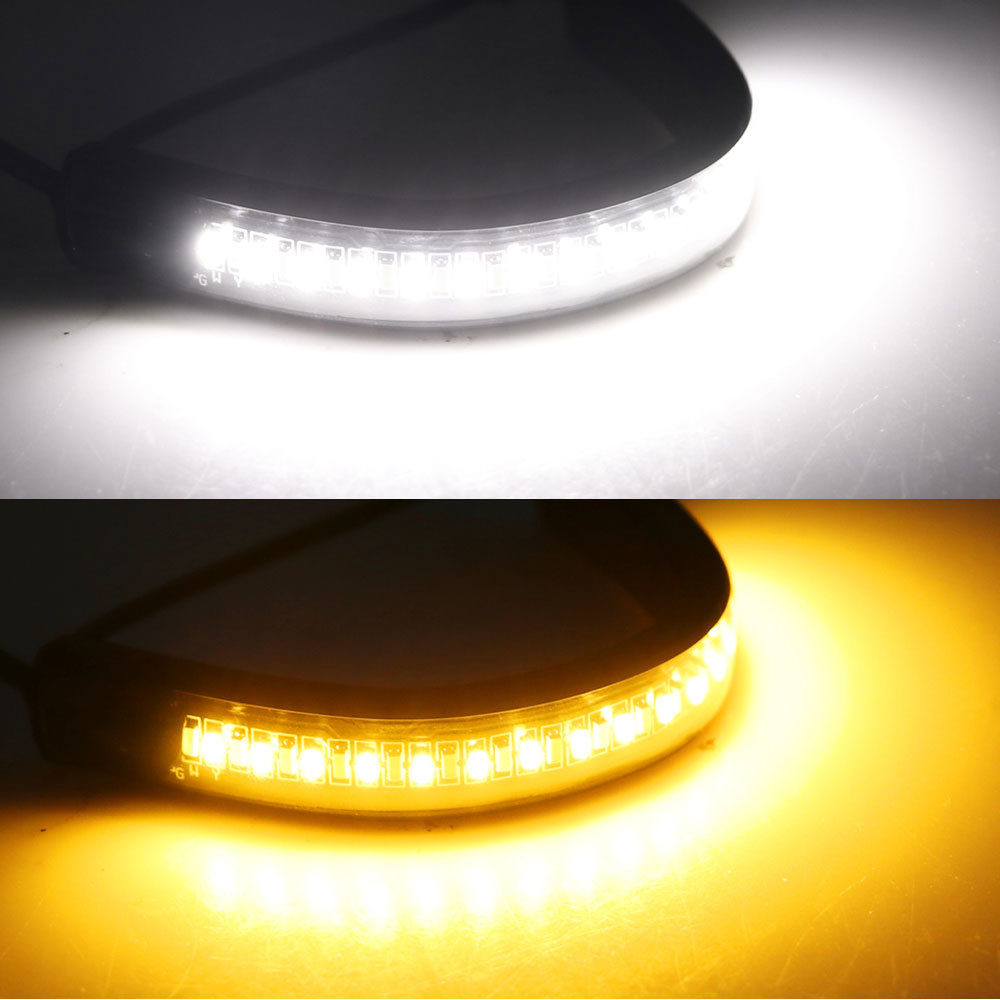Motorcycle Led Turn Signal Light White and Yellow Dual-Color Front Shock Absorber Light Strip Motorcycle Circular Turn Signal Warning Light