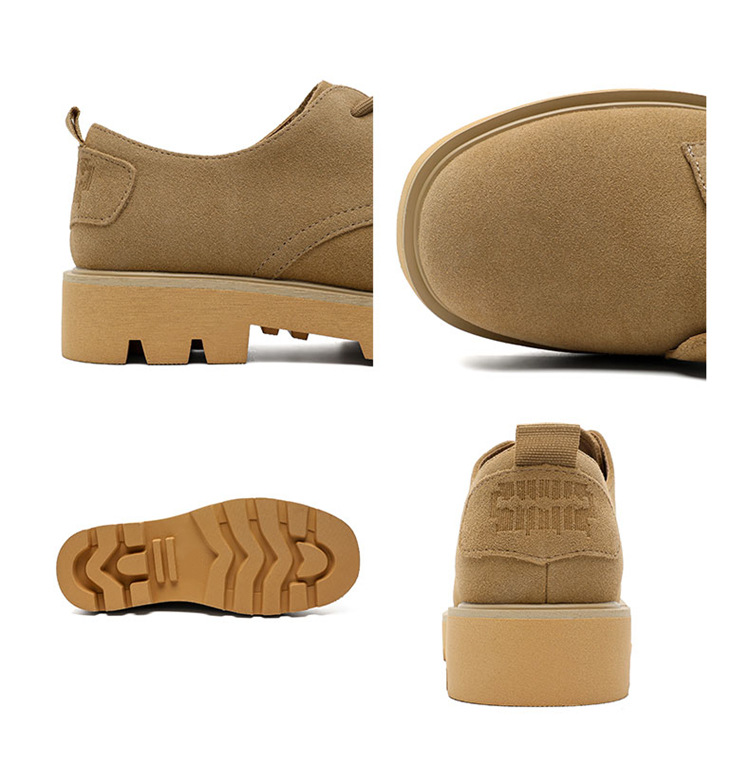 ShoeVault Derby Cow Suede Genuine Leather Toe Thick Low Top Big Yellow Boots Soft Bottom Non-Slip Fashion Men Shoes Trendy_voghion.com