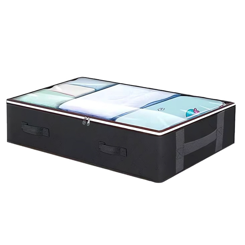 Bolsa de almacenamiento debajo de la cama de gran capacidad de tela no tejida, colcha de algodón para ropa a prueba de polvo a prueba de humedad, bolsa de acabado visual plegable