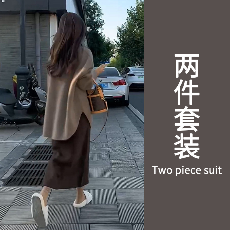 女装早春装一整套温柔奶乖别致独特微胖显瘦减龄连衣裙子两件套装|undefined