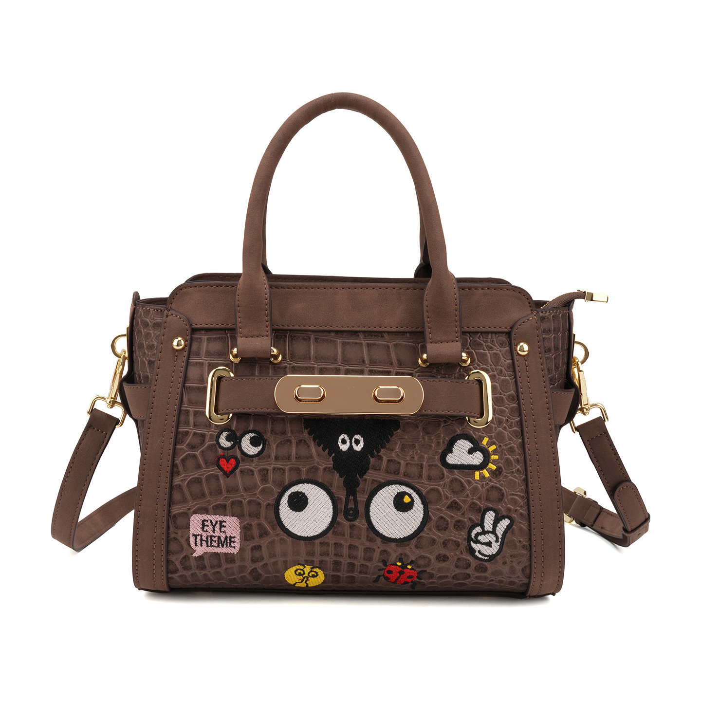 2025 nueva mujer bordado borde de aceite PU bolsas de estilo de invierno otoño ganso alas inclinadas bolsas de mujer de moda 2873 #