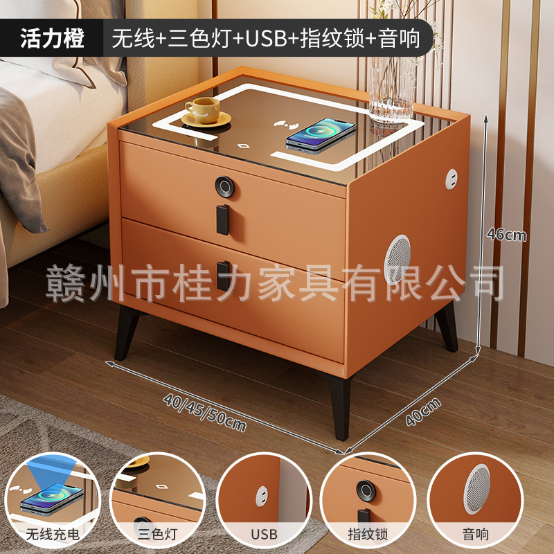 생생한 오렌지색: LED+무선 충전+USB+듀얼 블루투스 스피커+지문 잠금 장치