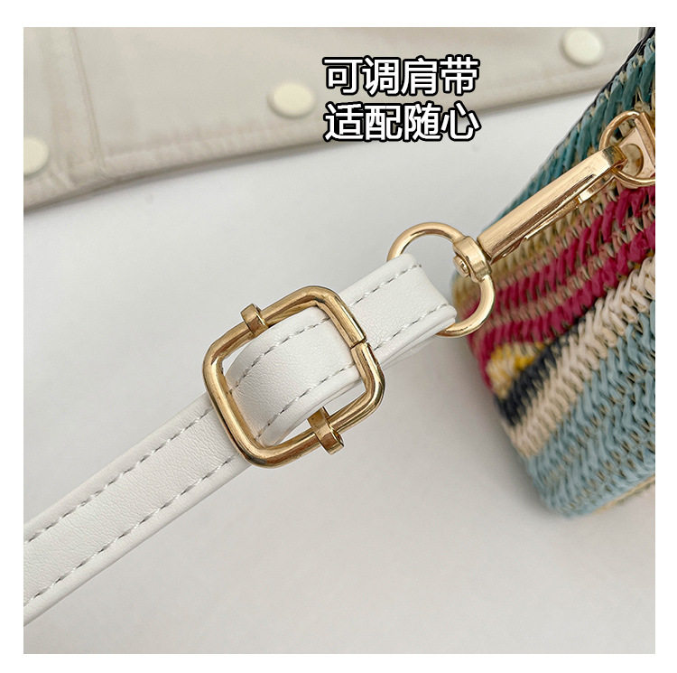 Túi đeo chéo nữ dạng hộp vuông nhỏ phối màu, đan dệt thời trang, đựng điện thoại — Kiểu 2 màu nâu, Kiểu một màu trắng., Mẫu 2 màu trắng, Mẫu 2 màu đen chi tiết 6