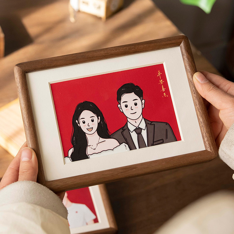 Black Walnut Hippocampus-Style Photo Frame for Wedding Registration Photos, Wedding Photos, Photo Display, Photo Printing 67 8inch Solid Wood Empty Frame for Wall Hanging