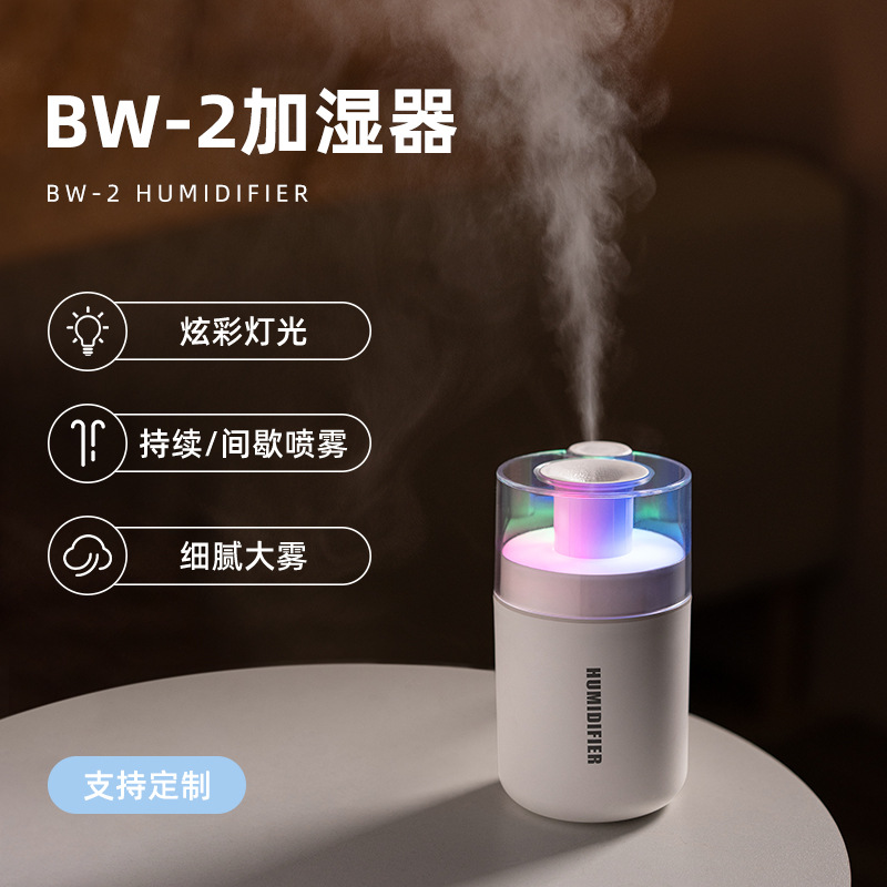 新款加湿器小型迷你车载家用空气补水喷雾夜灯桌面便携充电款跨境