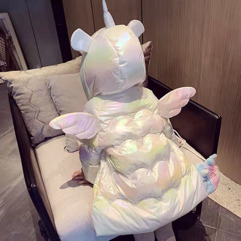 女童冬装棉服大衣宝宝洋气儿童个性潮牌韩版加厚连帽翅膀加绒棉衣