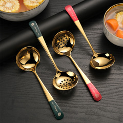 304不鏽鋼火鍋湯勺漏勺套裝家用盛湯 粥勺廚房烹飪用具酒店公用勺