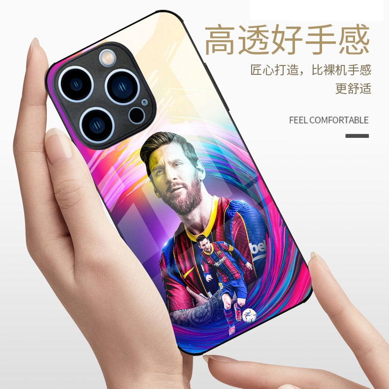 Funda de teléfono de cristal para iPhone 17 Pro Max con diseño de Messi de la Copa Mundial, para fanáticos del fútbol, compatible con iPhone 16 Pro y 13, antihuellas.
