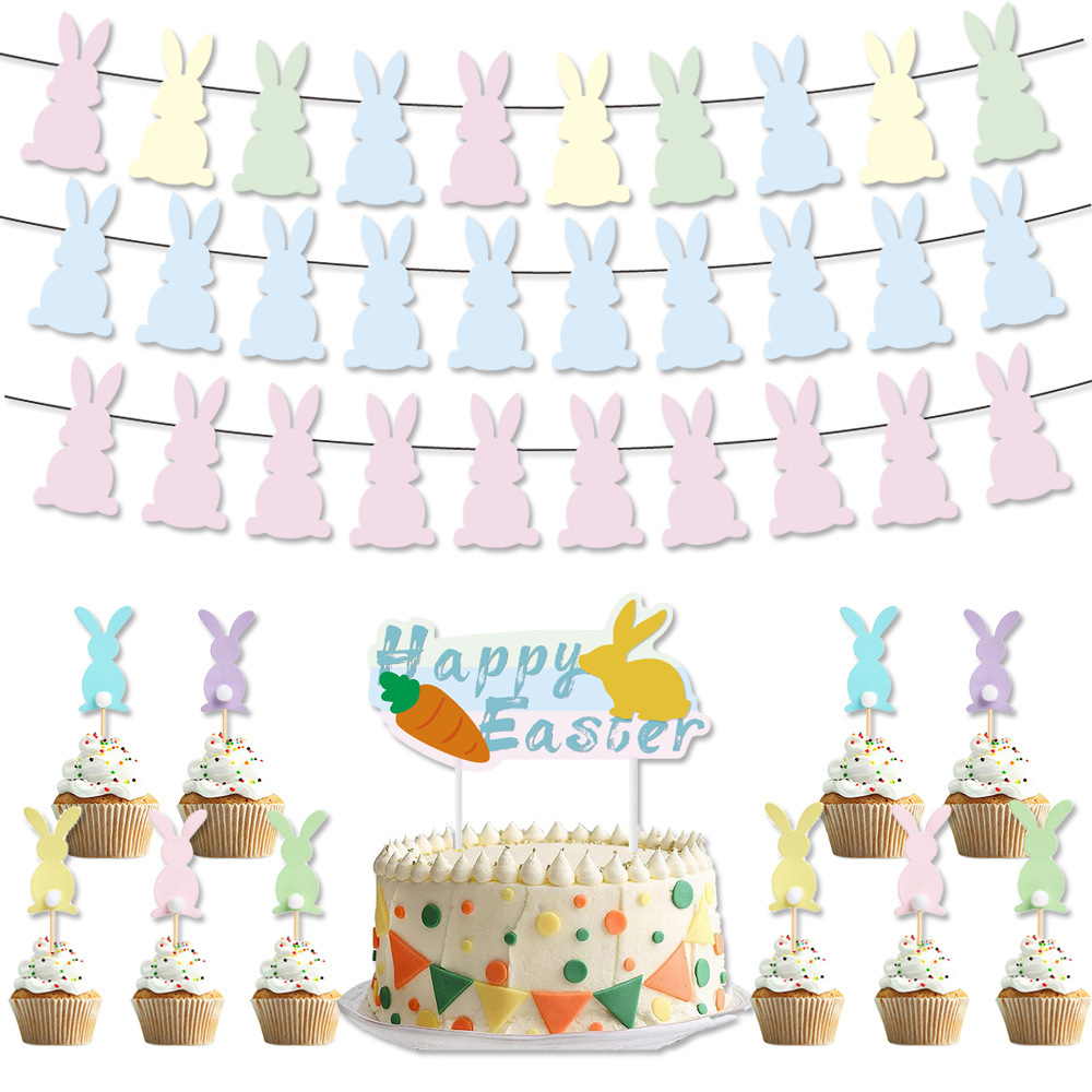 Easter Cartoon Style Rabbit Paper Party Festival Cake Decorating Supplies Decorative Props display picture 2