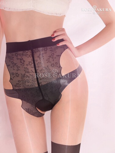 Luo Ying Aurora series oily jacquard back line fake long sexy stockings silky oily open crotch pantyhose 8209