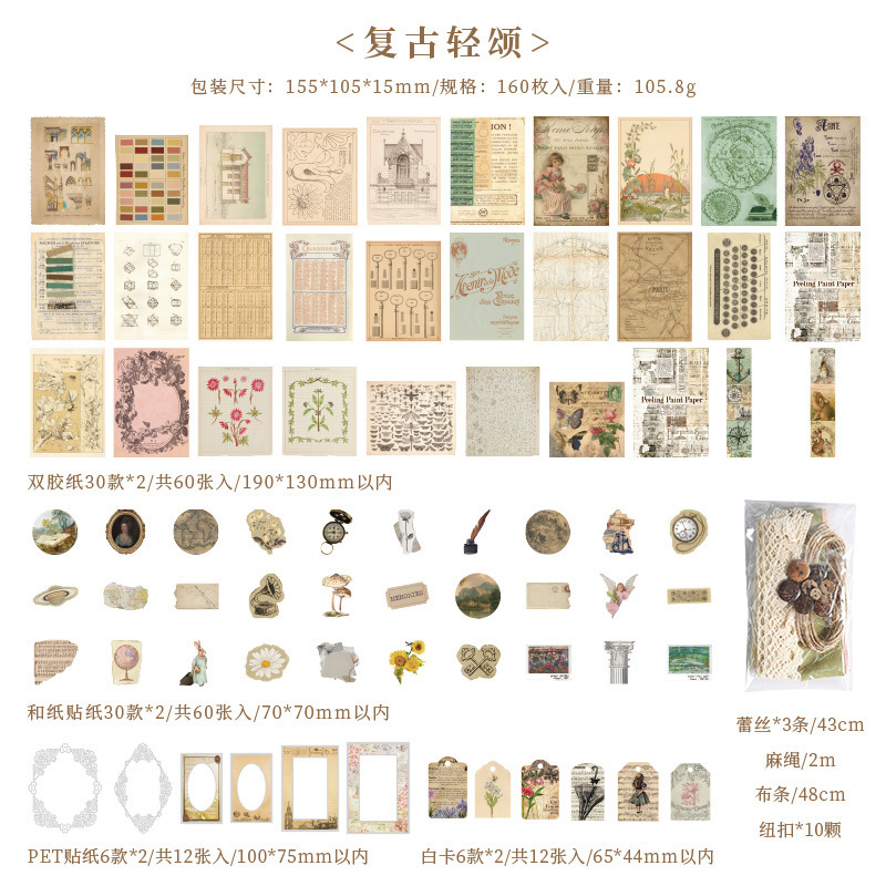 Anochecer serie de regalos American retro material decorativo papel DIY diario nota Collage tarjeta papel de Nota No adhesivo