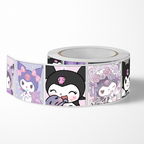 Cartoon Kuromi Expression Pack Square Sealing Sticker Coated Paper Tape Self-Adhesive Cute Sanrio Sticker