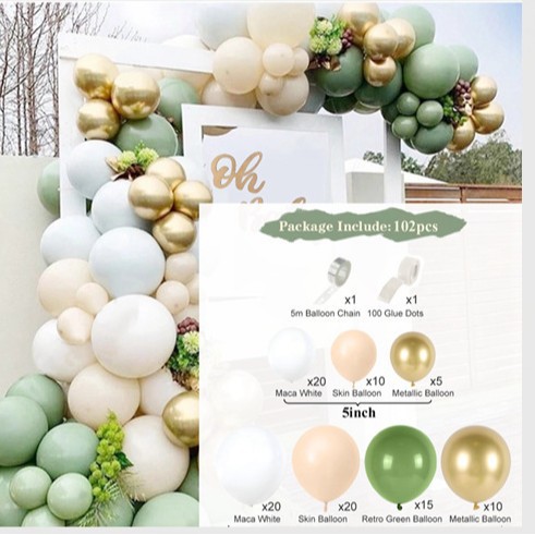 Amazon cumpleaños globo decoración suministros de diseño de boda fiesta de inauguración set de globo cadena de globo verde