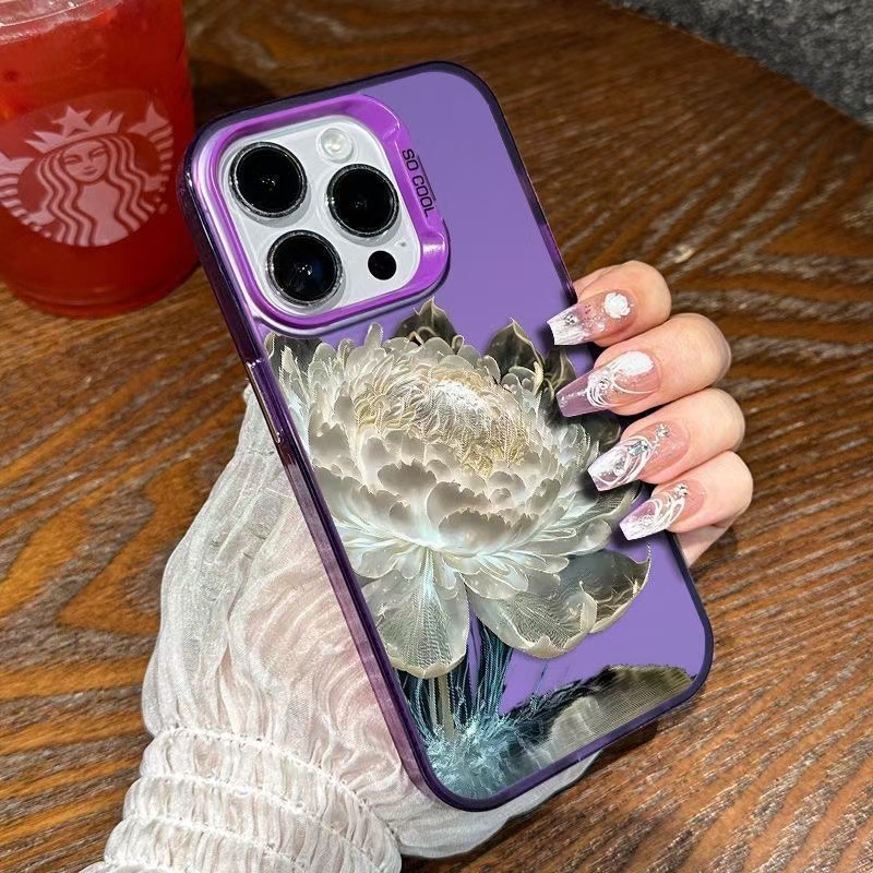 Nuevo loto blanco para iPhone 16 funda para teléfono móvil Apple 15promax/14 anti-caída 13pro12 Europa y América 11