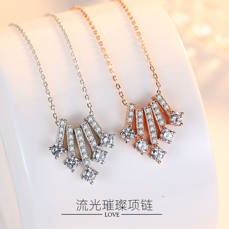 Online Celebrity Singapur S925 plata esterlina streamer brillante COLLAR COLGANTE nicho simple diseño estrella clavícula cadena femenina