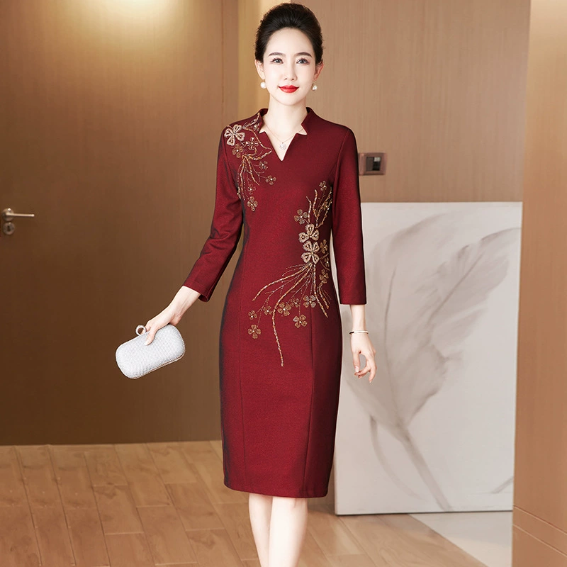 23 лет осенью мать-в-законе свадебное модное платье Счастливая Мать-в-законе элегантный и тонкий платье