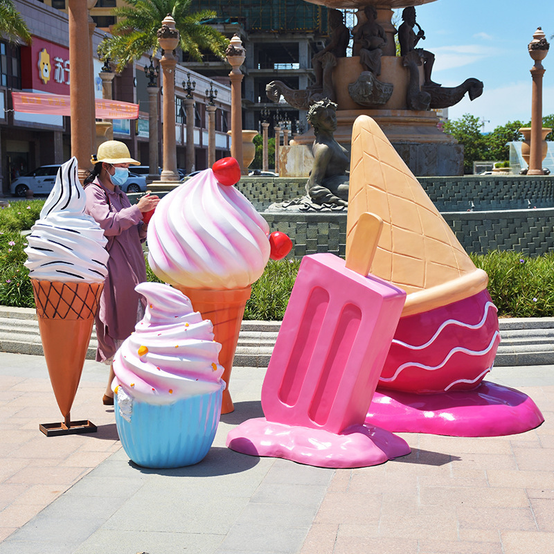 Outdoor Simulation Ice Cream Macaron Donut Cartoon Donut Milk Tea Shop Decorations Glass Fiber Reinforced Plastic Sculpture