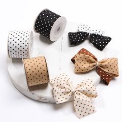 Double-sided polka dot ribbon gift floral packaging cake polka dot ties bowknot DIY round dot fabric band