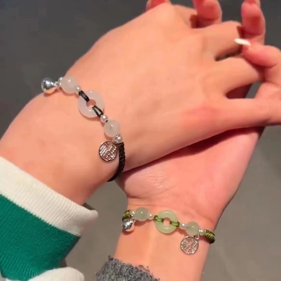 快手同款福牌鈴鐺平安扣手鍊女平安喜樂手繩情侶款送女友禮物