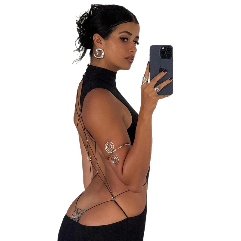 Women's Clothing Backless Butterfly Knot Long Dress Elegant Sexy Summer 2026 New Style Thin Material For Hot Weather_ecoleips.com
