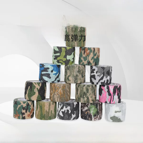 Camouflage Self-adhesive bandage factory for sale outdoor CS sports bandage ankle wristband camouflage non-woven fabric elastic bandage