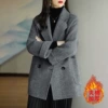Mixed gray plus cotton thickened (Hong Kong style chic top/chic and beautiful/age-reducing outfit/niche design/inner base shirt/French retro long-sleeved/loose/fried