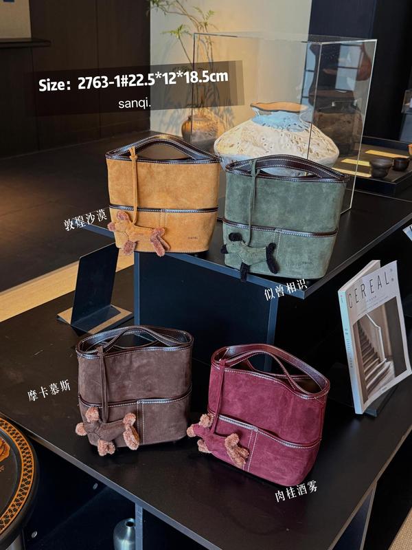 小叁七25秋款手提复古真皮磨砂时髦轻奢女生斜挎包菜篮子2763|undefined