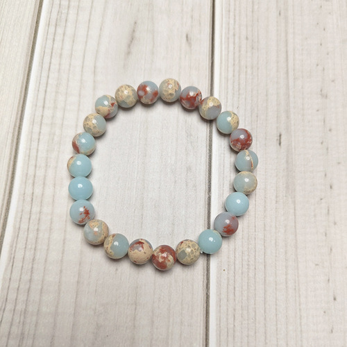 European and American cross-border Temu best-selling stone bracelets 8mm elastic cord malachite agate simple men's bracelet women