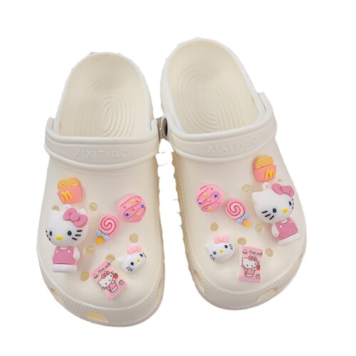 Cross-border new cute cartoon perforated shoes sweet KT cat finished shoes flower decoration perforated shoes accessories wholesale