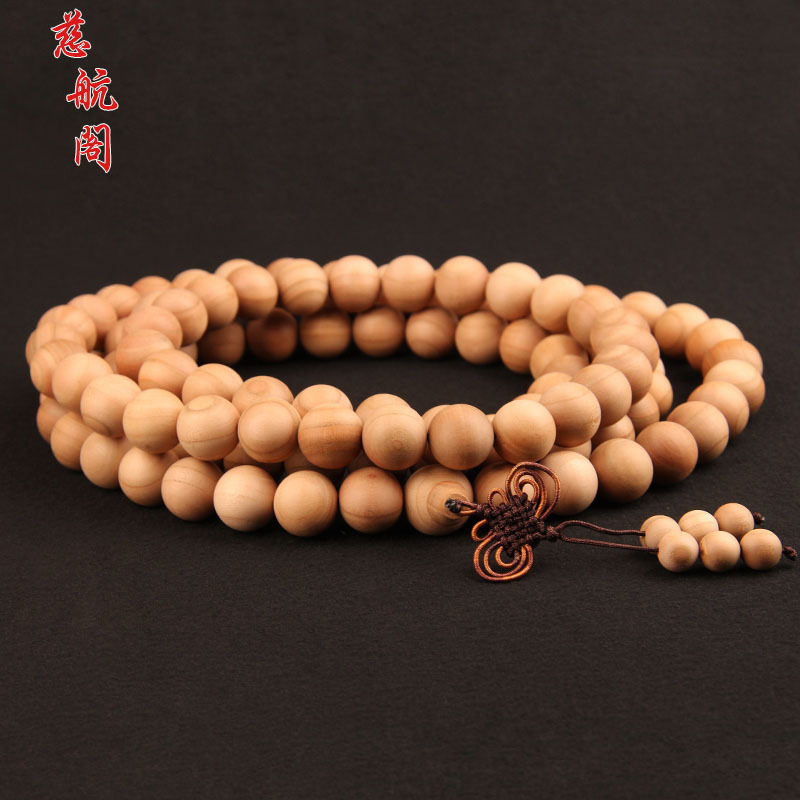 Natural Old Peach Wood Buddha Beads Bracelet 108 Rosary Beads 6-20mm Original Color Unpainted Wooden Necklace for Men and Women
