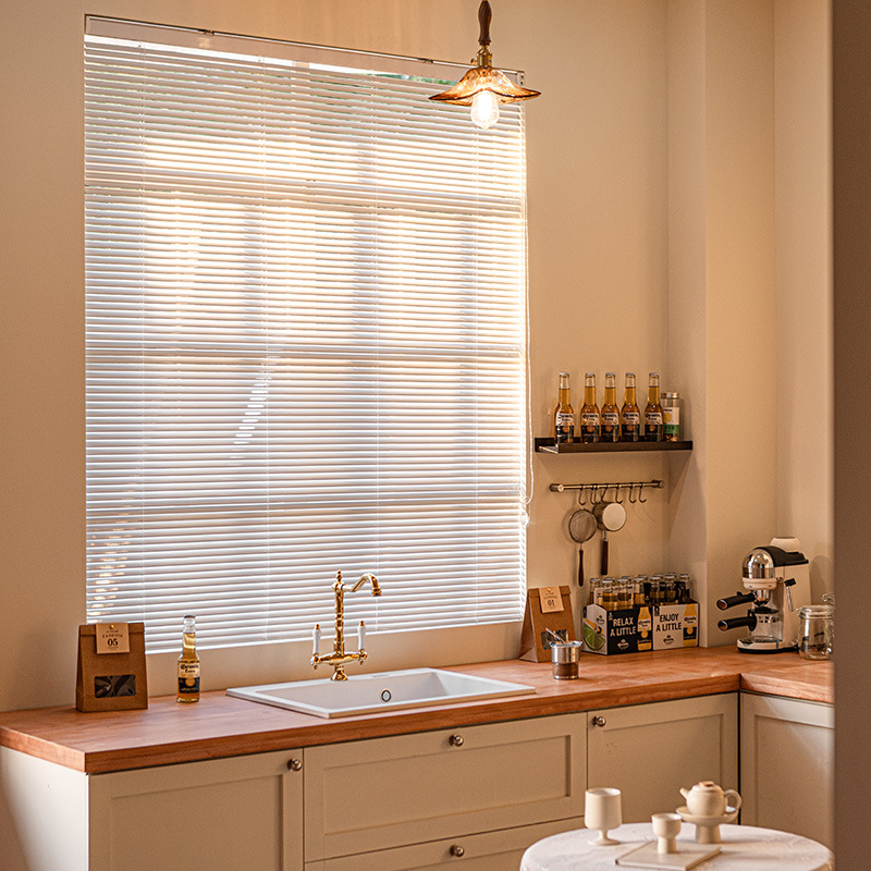 L-Shaped Aluminum Alloy Blinds to Block Bathroom, Toilet, Kitchen and Bedroom, Full Blackout Adjustable Roller Blinds Without Drilling